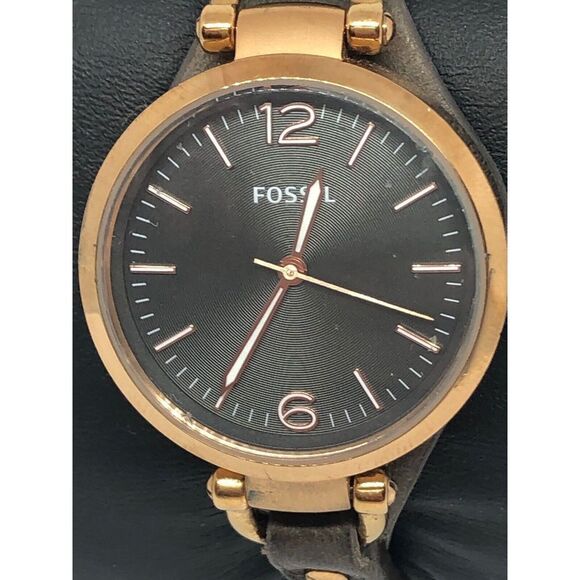 Fossil ES3077 Women's Smoke Leather Analog Grey Dial Genuine Wrist Watch DV139 - Picture 2 of 9